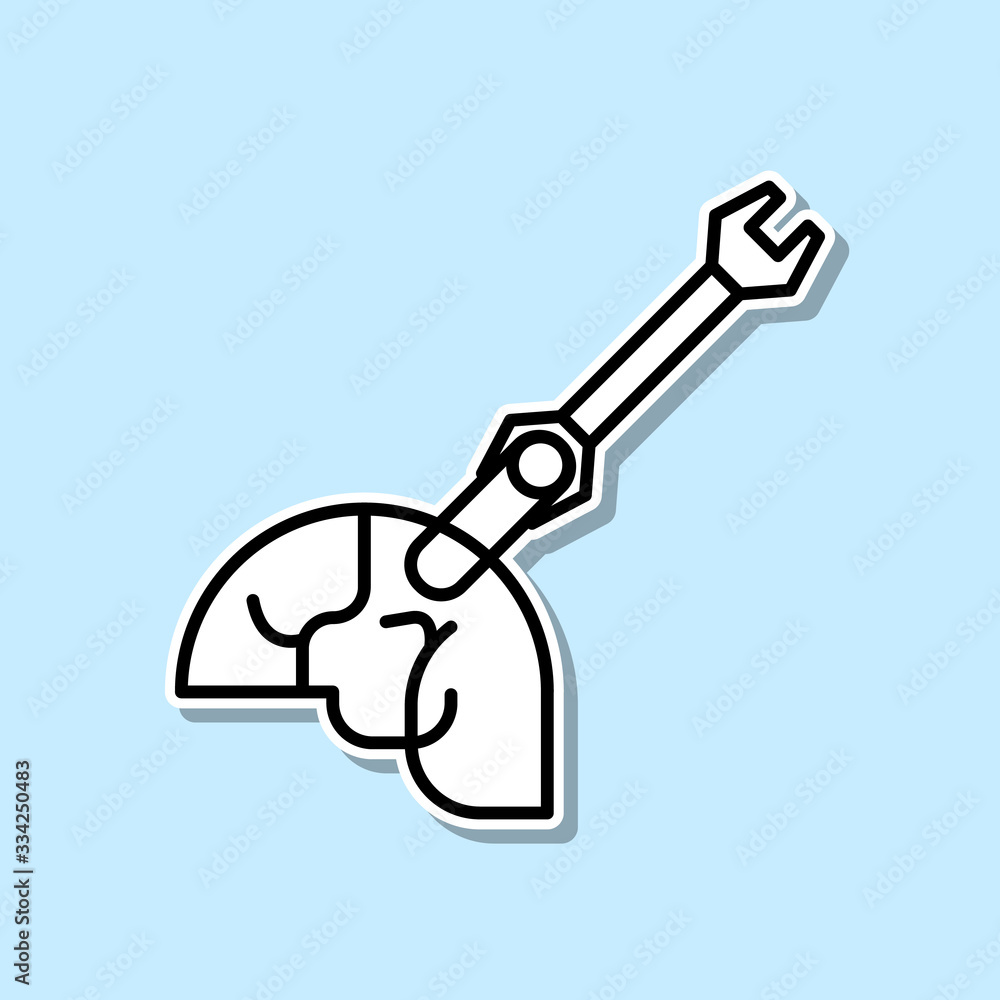 Head, fix, recovery sticker icon. Simple thin line, outline vector of Creative thinking icons for ui and ux, website or mobile application Head, fix, recovery sticker icon. Simple thin line, outline vector of Creative thinking icons for ui and ux, website or mobile application