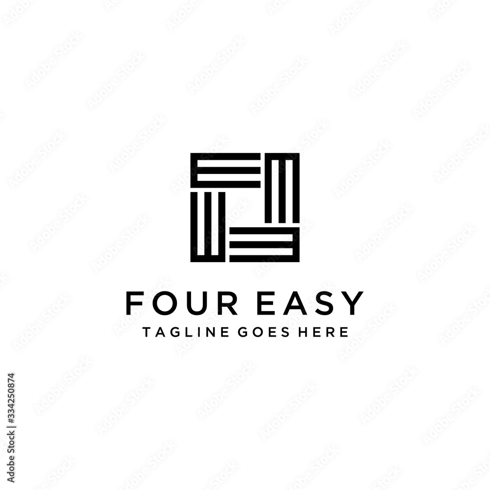 Creative Illustration modern four E sign geometric logo design template