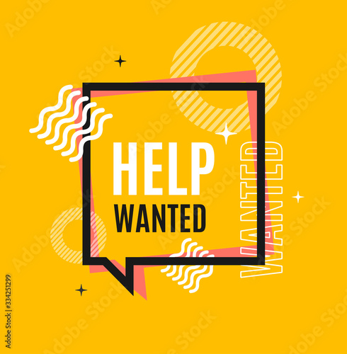 Help Wanted Concept Square Banner Poster Flyer. Vector