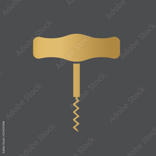golden corkscrew icon- vector illustration