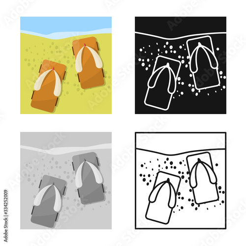 Isolated object of flip and flop icon. Collection of flip and wooden vector icon for stock.