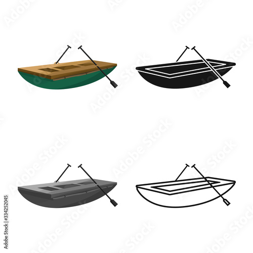 Vector illustration of boat and vietnamese sign. Set of boat and water stock vector illustration.