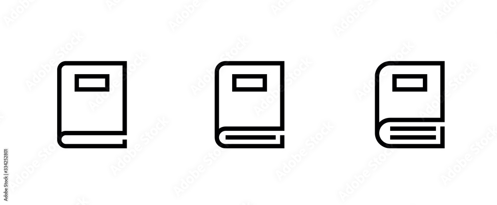 Set of books of different size icons. Editable line vector. Set of books of different size icons. Editable line vector.