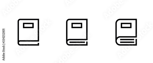 Set of books of different size icons. Editable line vector.