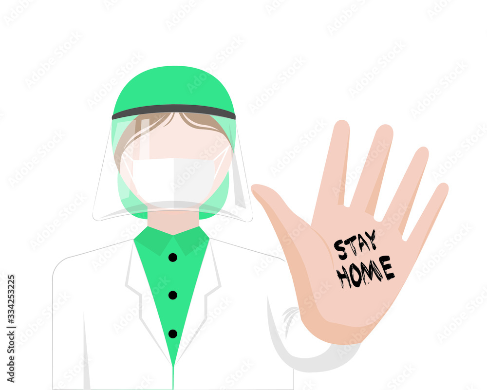 Doctor of medicine calling for stay home. protection and prevention against virus danger. health concept banner, vector, graphic Doctor of medicine calling for stay home. protection and prevention against virus danger. health concept banner, vector, graphic