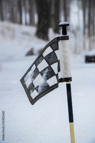 golf hole in snow