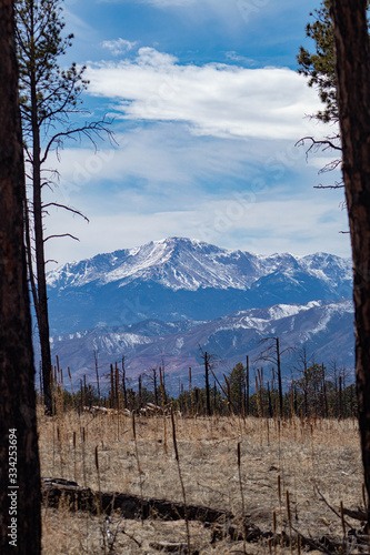 pikes peak with snow