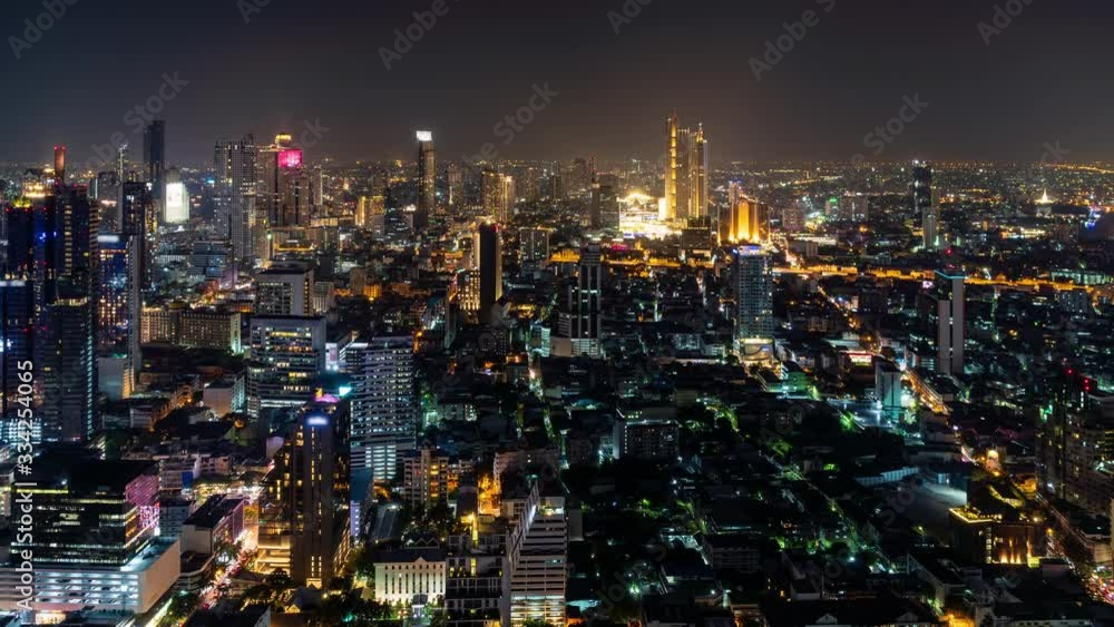 Bangkok business district city center, with buildings and skyscrapers, rush hour traffic, at night – Time Lapse Bangkok business district city center, with buildings and skyscrapers, rush hour traffic, at night – Time Lapse