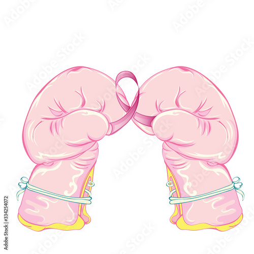Pink ribbon and boxing glove