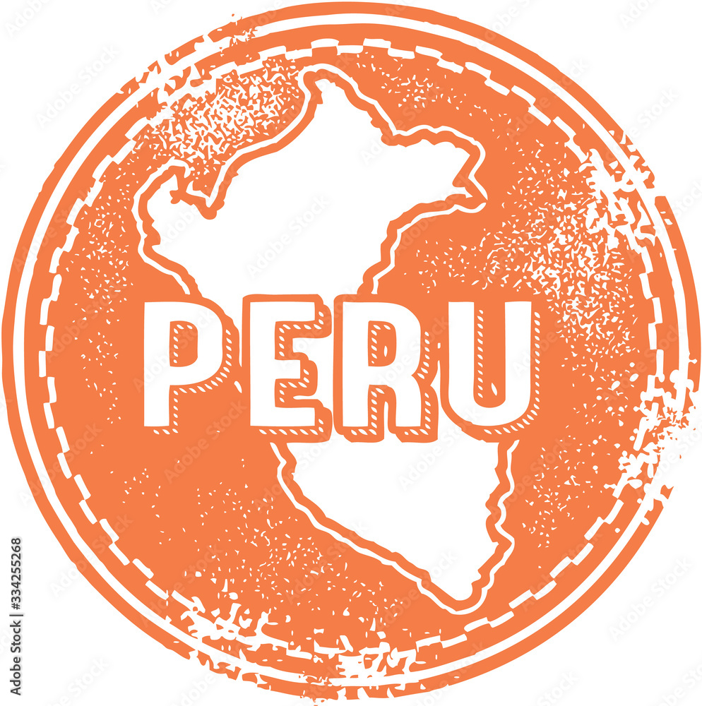 Vintage Peru South America Country Stamp - obrazy, fototapety, plakaty 