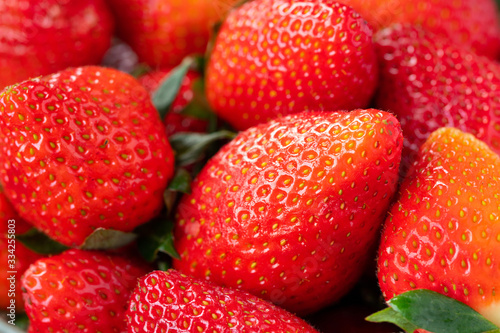 fresh ripe strawberries closeup top view