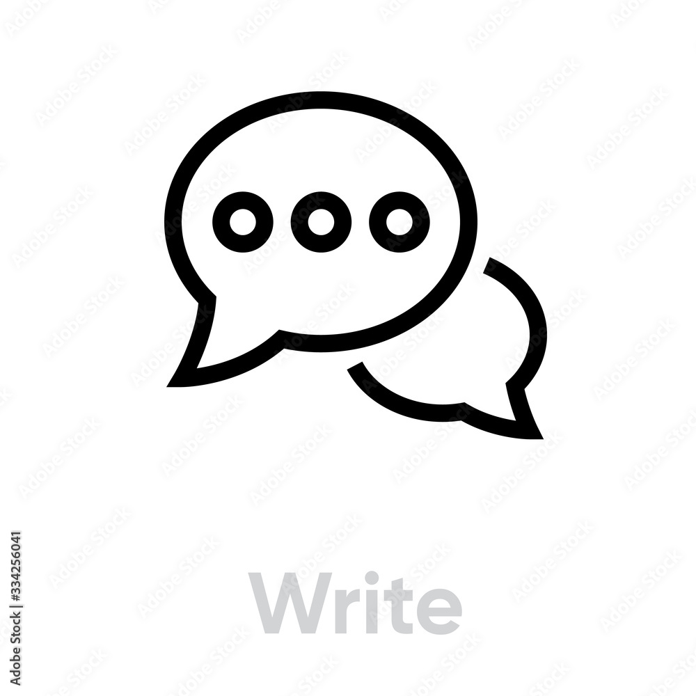 Naklejka premium Write message chat icon. Editable Vector Outline.