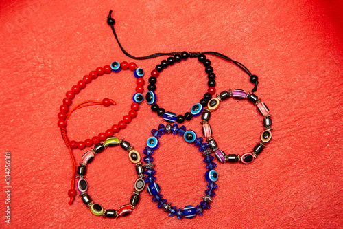 bracelets for girls on a red background