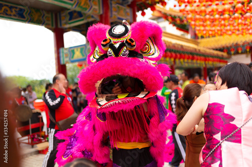 Canvas Print Chinese New Year celebration in a Chinese temple