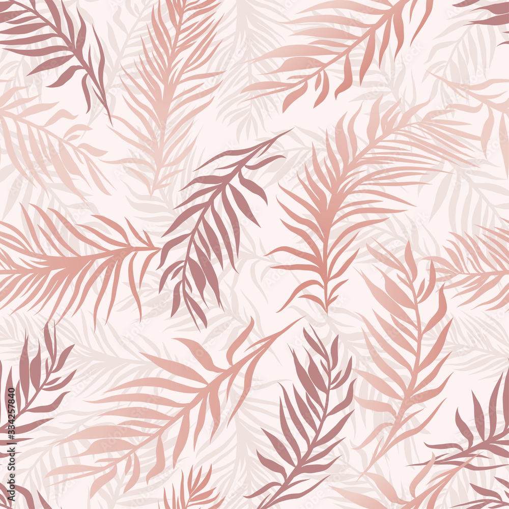 Modern Seamless pattern with pink palm leaves on a white background. Modern Seamless pattern with pink palm leaves on a white background.