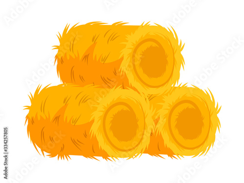 Farming dry hay bale haycock isolated on white
