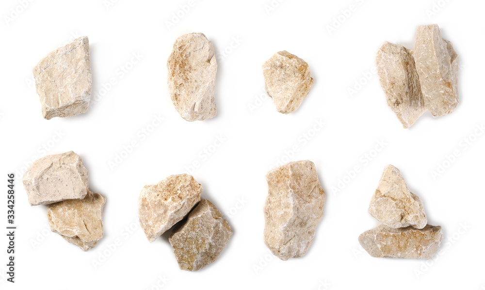 Set rock isolated on white background, top view Set rock isolated on white background, top view