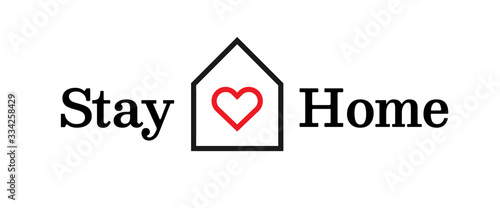 Free Download Stay Home coronavirus prevention with Heart inside. Coronavirus and Covid-19 prevention. Editable Outline vector on white - GFXLoad