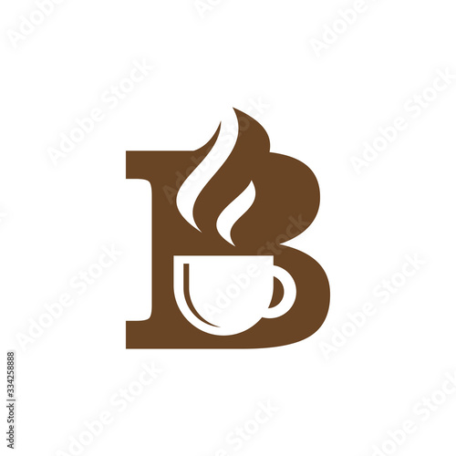 Letter B Coffee Shop and Cafe Restaurant Logo Vector Design
