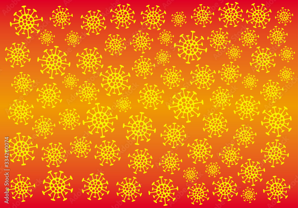 Graphic background from stylized coronavirus bacteria. 2019-ncov. Yellow, orange and red colors. Vector graphics. Graphic background from stylized coronavirus bacteria. 2019-ncov. Yellow, orange and red colors. Vector graphics.