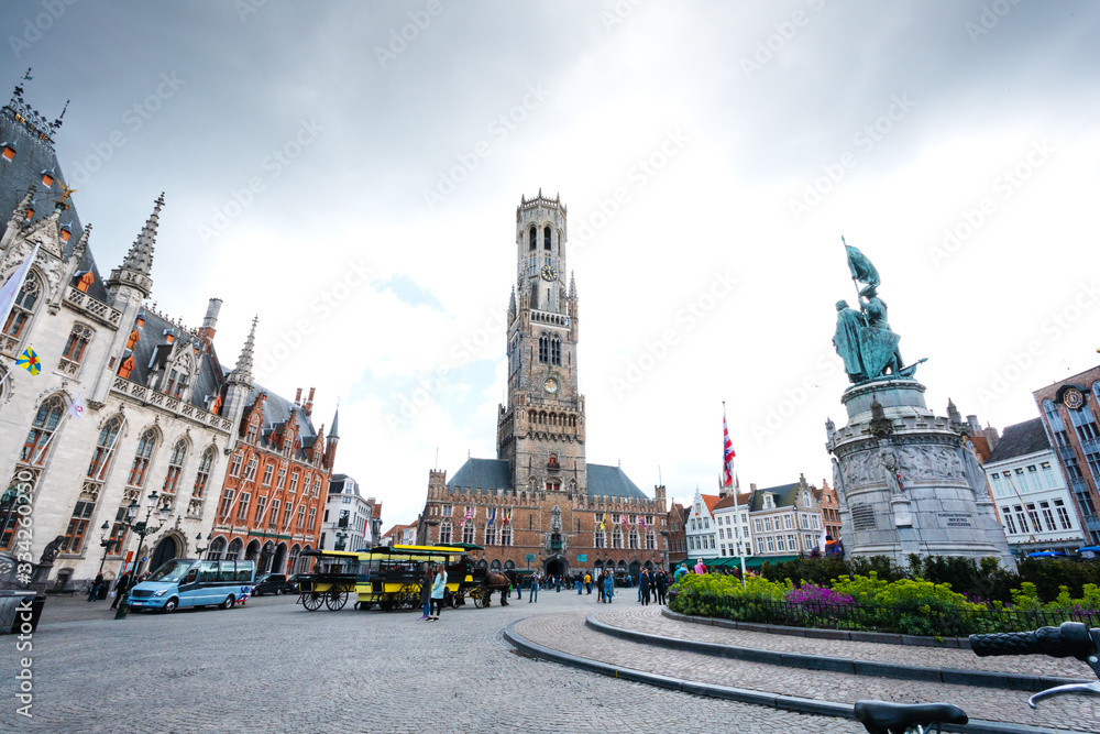 Grote Markt square or Market Square in Brugge, Belgium Grote Markt square or Market Square in Brugge, Belgium