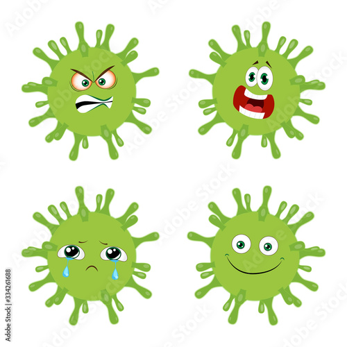 Coronavirus smiley set. Different emoji. New type of virus