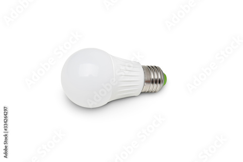 White light bulb on white background included clipping path. Minimalist concept, bright idea concept, isolated lamp