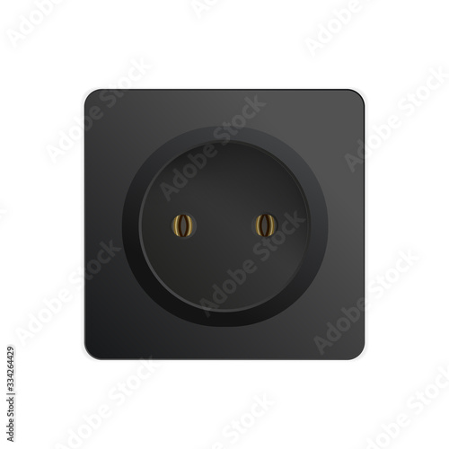Black rosette isolated on a white background. Realistic black outlet. Vector illustration