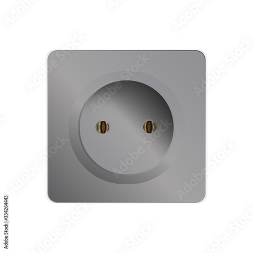 Gray rosette isolated on a white background. Realistic black outlet. Vector illustration
