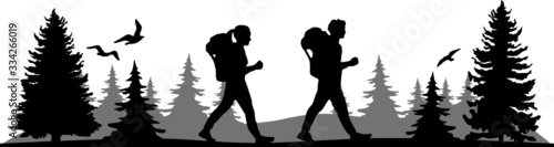 Hiker Backpack Sport Silhouette Vector