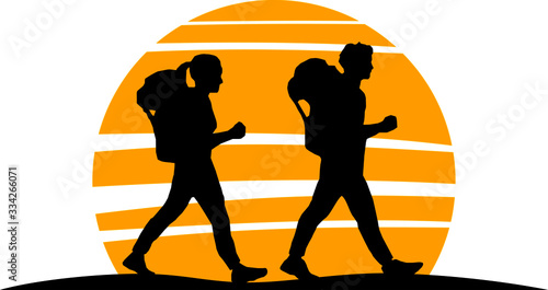 Hiker Backpack Sport Silhouette Vector