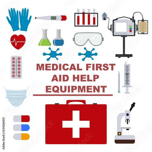 Flat illustration first aid kit. Health care concept  graphic.