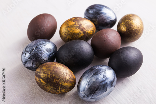 Holidays  design and modern easter concept - Black and brown easter eggs style minimalism