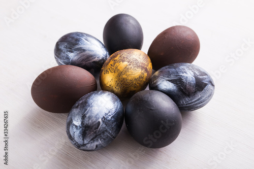Holidays  design and modern easter concept - Black and brown easter eggs style minimalism