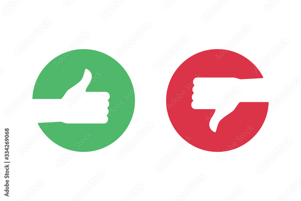 Like and dislike icons with hand and thumb up. Like and dislike icons with hand and thumb up.