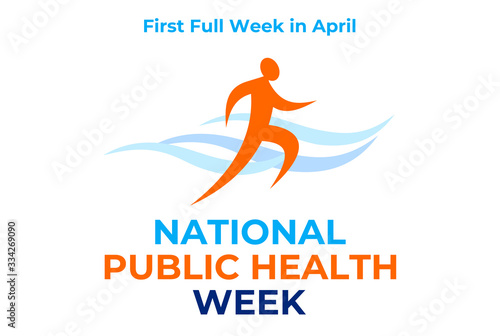 National public health week. Vector illustration, bahher for social media. First Full Week in April. logo of a running healthy person.