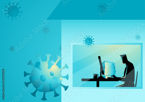 Man working from home during the coronavirus outbreak
