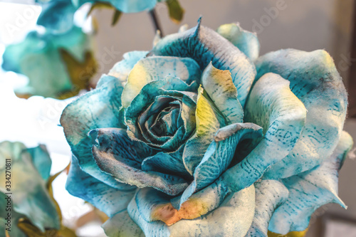 Blue artificial silk roses