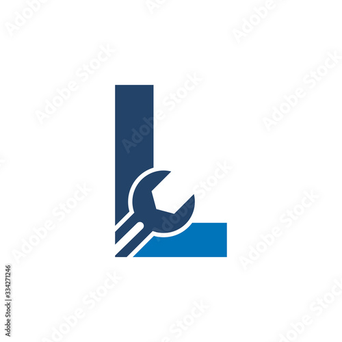 Letter L Wrench Logo Design. Handyman Repair Service. Technology Construction Industry Vector Icon
