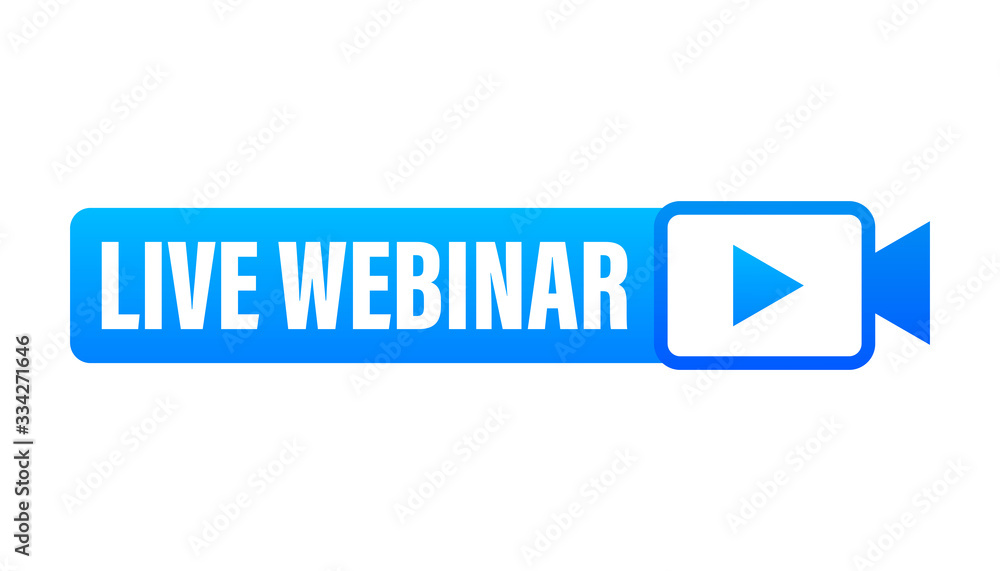 Live Webinar Button, icon, emblem, label. Vector illustration. Live Webinar Button, icon, emblem, label. Vector illustration.