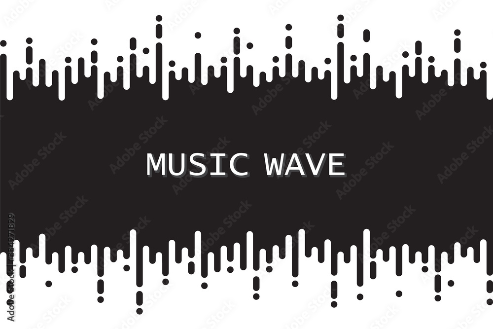 Black pulse music player on white. Audio monochrome isolated wave logo. Fluid design symbol. Vector equalizer element for design. Decorative ornament Pattern illustration