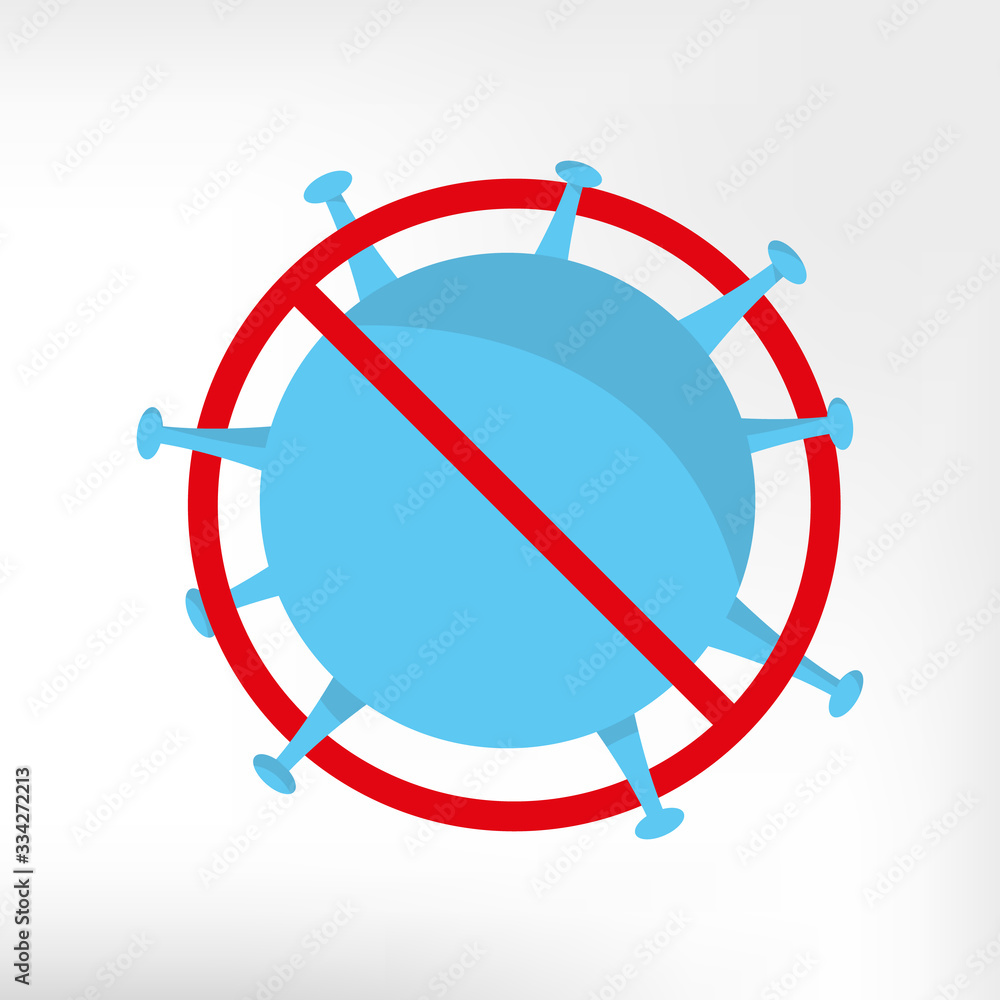 Fototapeta premium Coronavirus 2019-nCoV warning. Vector virus. Novel coronavirus is crossed out with red STOP sign
