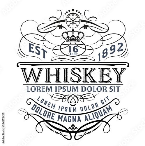 Vintage Whiskey label for packing. Vector illustration