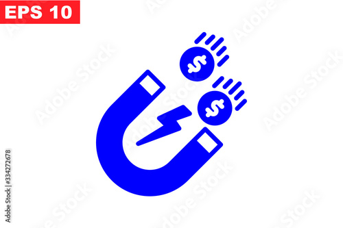 earn money icon, magnet with money icon vector illustration