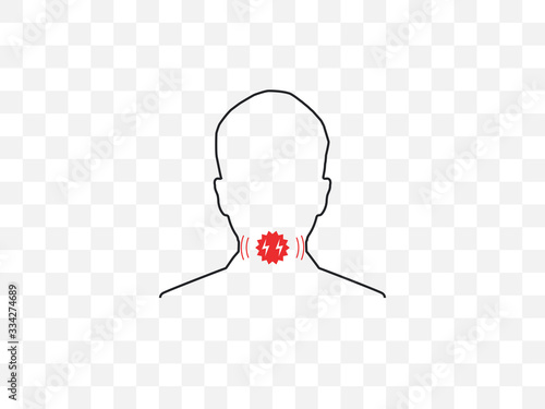 Pain sore throat icon. Vector illustration, flat design.