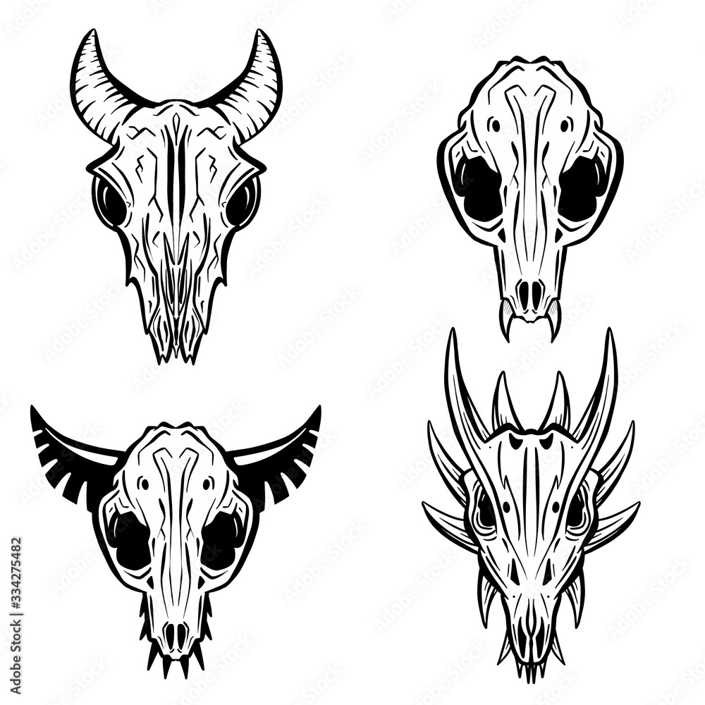 Imaginary Hand Drawn Animal Skull Carton Logo Illustration Vectors Stock Vector | Adobe Stock Imaginary Hand Drawn Animal Skull Carton Logo Illustration Vectors Stock Vector | Adobe Stock