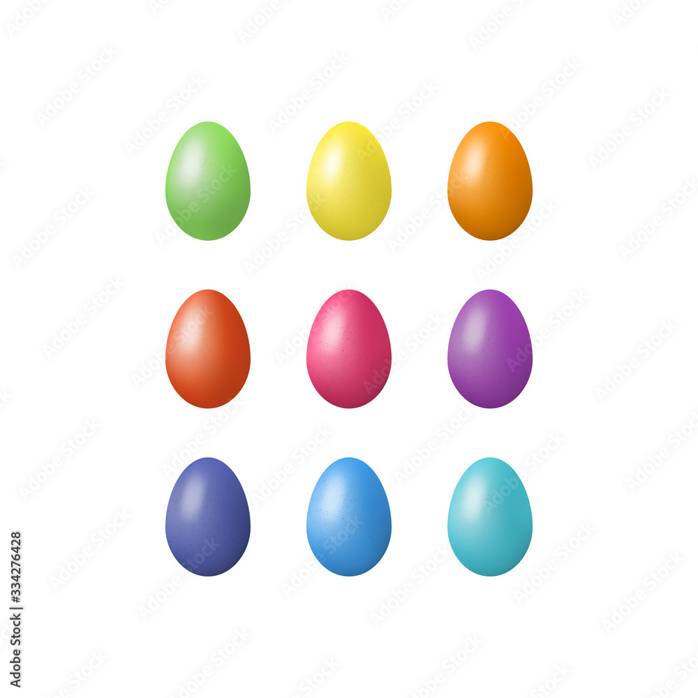 Set easter eggs, realistic effect. Vector illustration.