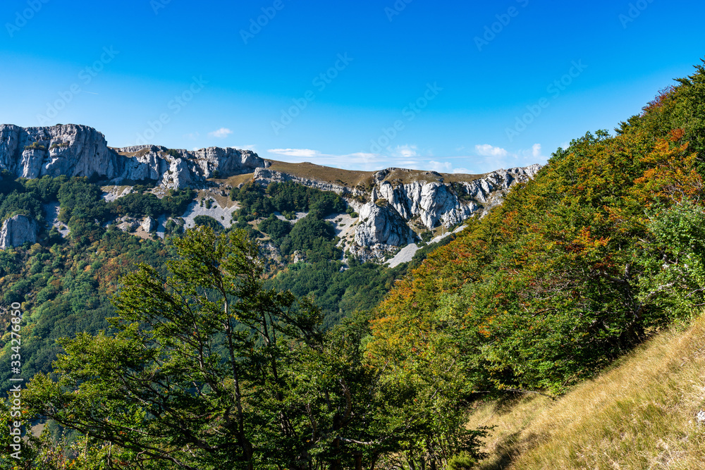 Naklejka premium Col de Bataille, Ombleze, France. View on the plateau of Tete de la Dame.