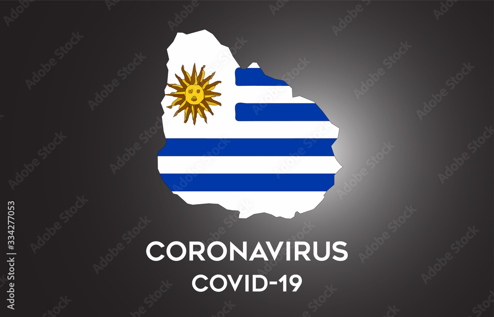 Fototapeta premium CoronaVirus in Uruguay and Country flag inside Country border Map Vector Design.