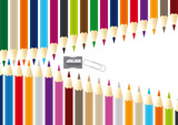 Vector color pencils with pencil sharpener, zipper